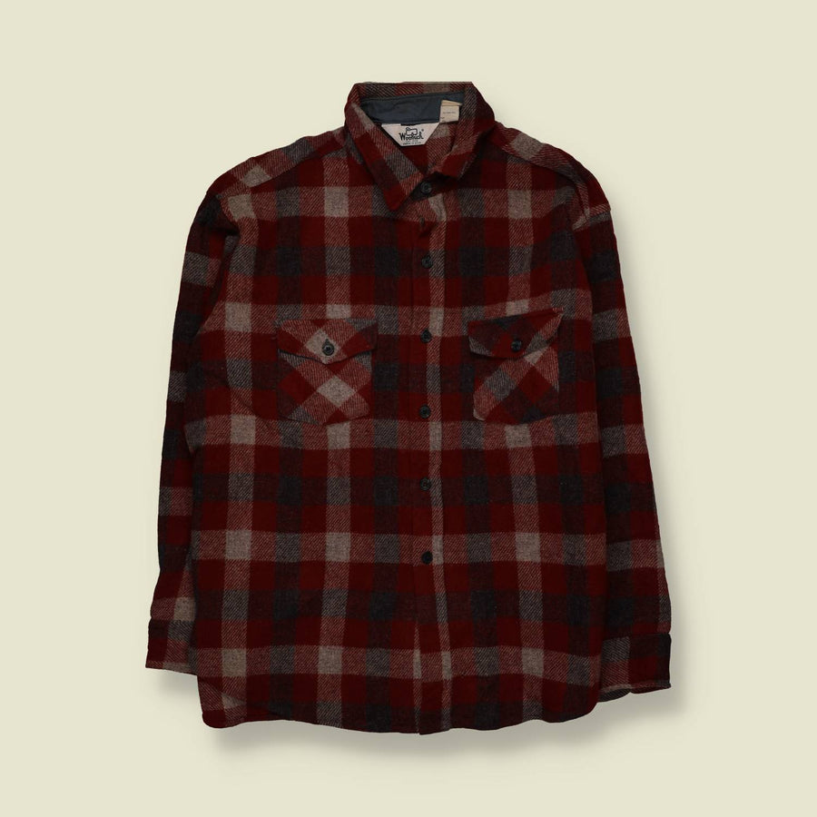 1980s | Woolrich | Wool Shirt | Red/Grey Plaid - 4XL