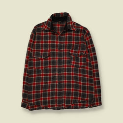 1940s-50s | Ballard & Co | Wool Shirt | Red/Grey Plaid - L