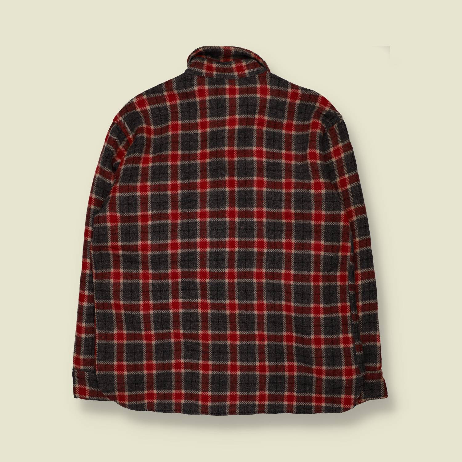 1940s-50s | Ballard & Co | Wool Shirt | Red/Grey Plaid - L