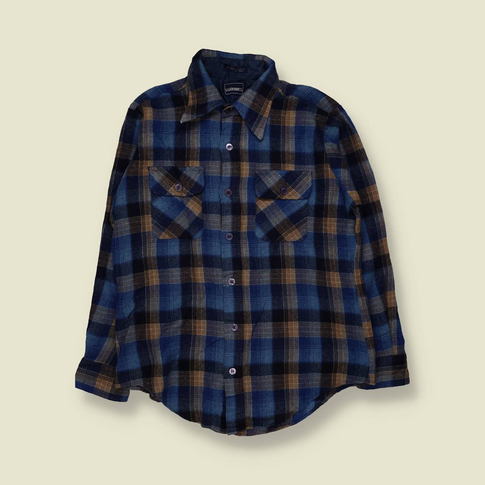 1970s/1980s | Vanderbilt | Wool Shirt | Blue/Tan Plaid - M