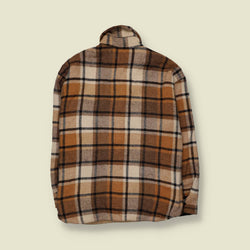 1970s | Zayre | CPO Wool Shirt | Brown/Cream Plaid - L