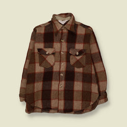 1970s | Wool Shirt | Brown Plaid - XL