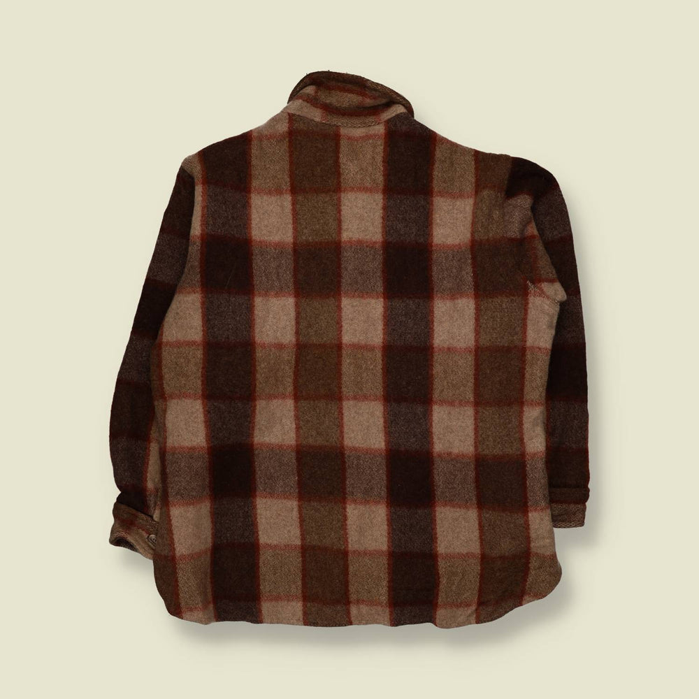 1970s | Wool Shirt | Brown Plaid - XL