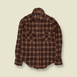 1970s | Aarons | Wool Shirt | Brown Plaid - XXS