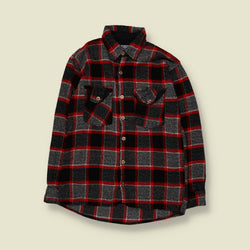 1980s | Fap Tek | Wool Shirt | Red/Grey Plaid - XS