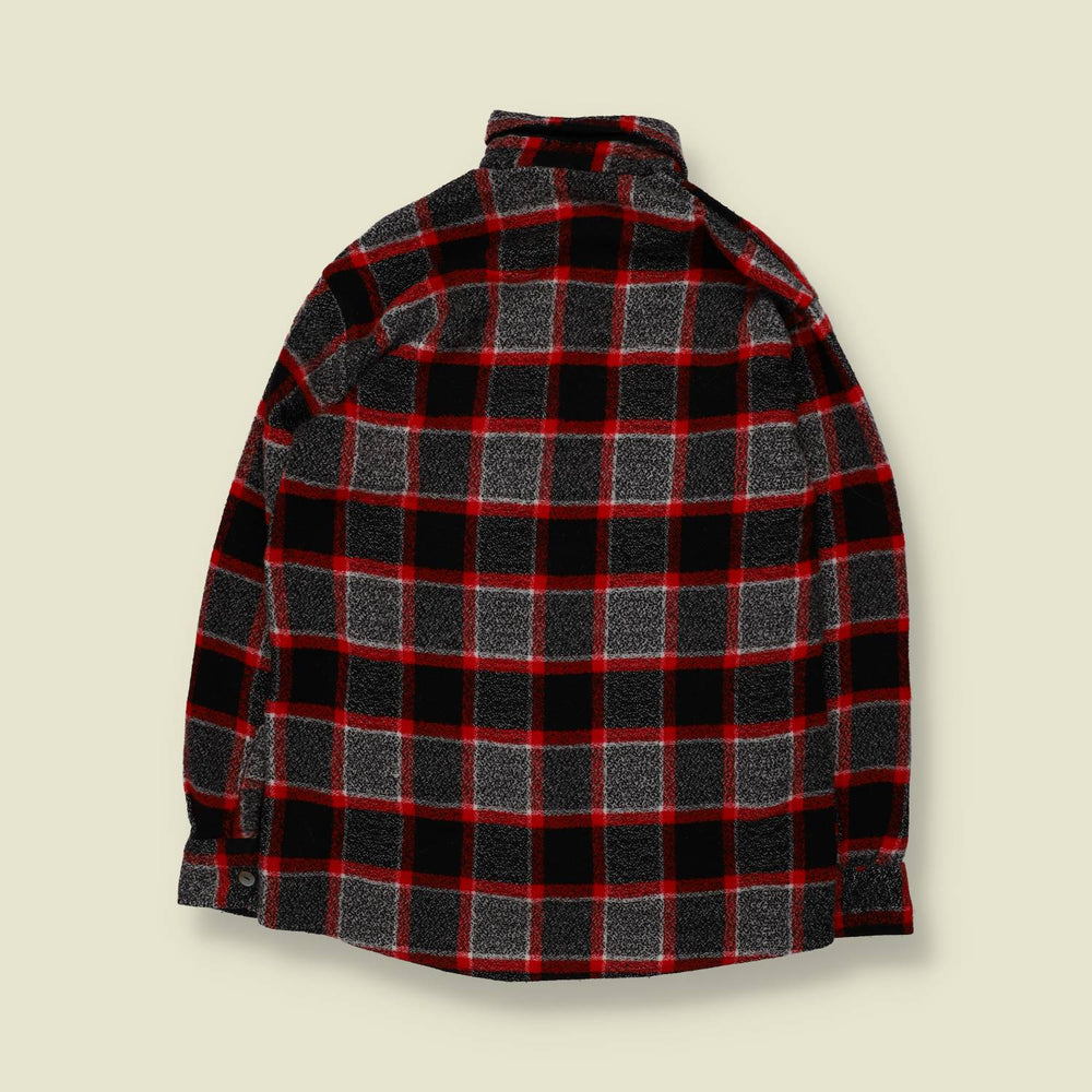 1980s | Fap Tek | Wool Shirt | Red/Grey Plaid - XS