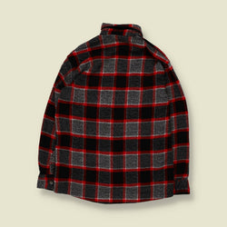 1980s | Fap Tek | Wool Shirt | Red/Grey Plaid - XS