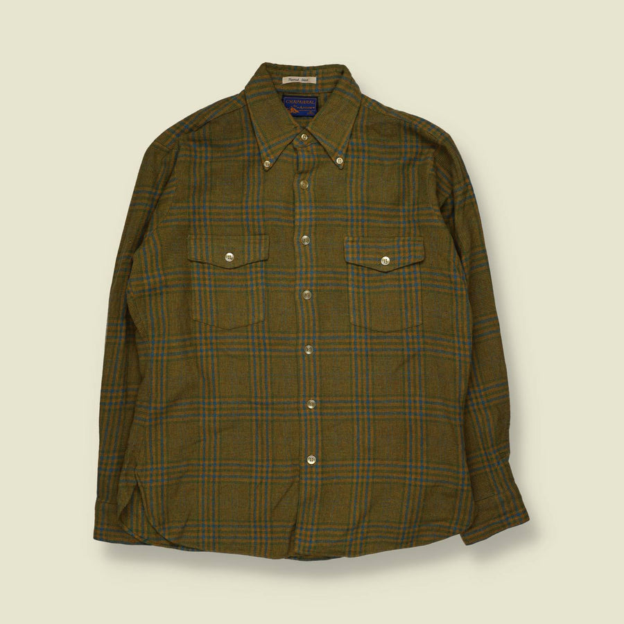 1980s | Arrow Chaparral | Wool Blend Shirt | Olive Plaid - M