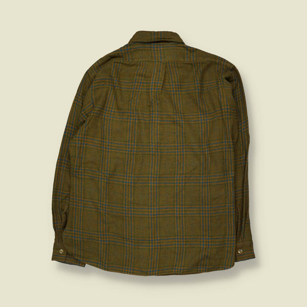 1980s | Arrow Chaparral | Wool Blend Shirt | Olive Plaid - M
