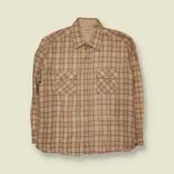 1980s | Arrow | Wool Blend Shirt | Cream Plaid - M