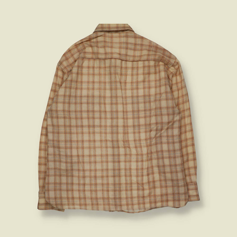 1980s | Arrow | Wool Blend Shirt | Cream Plaid - M