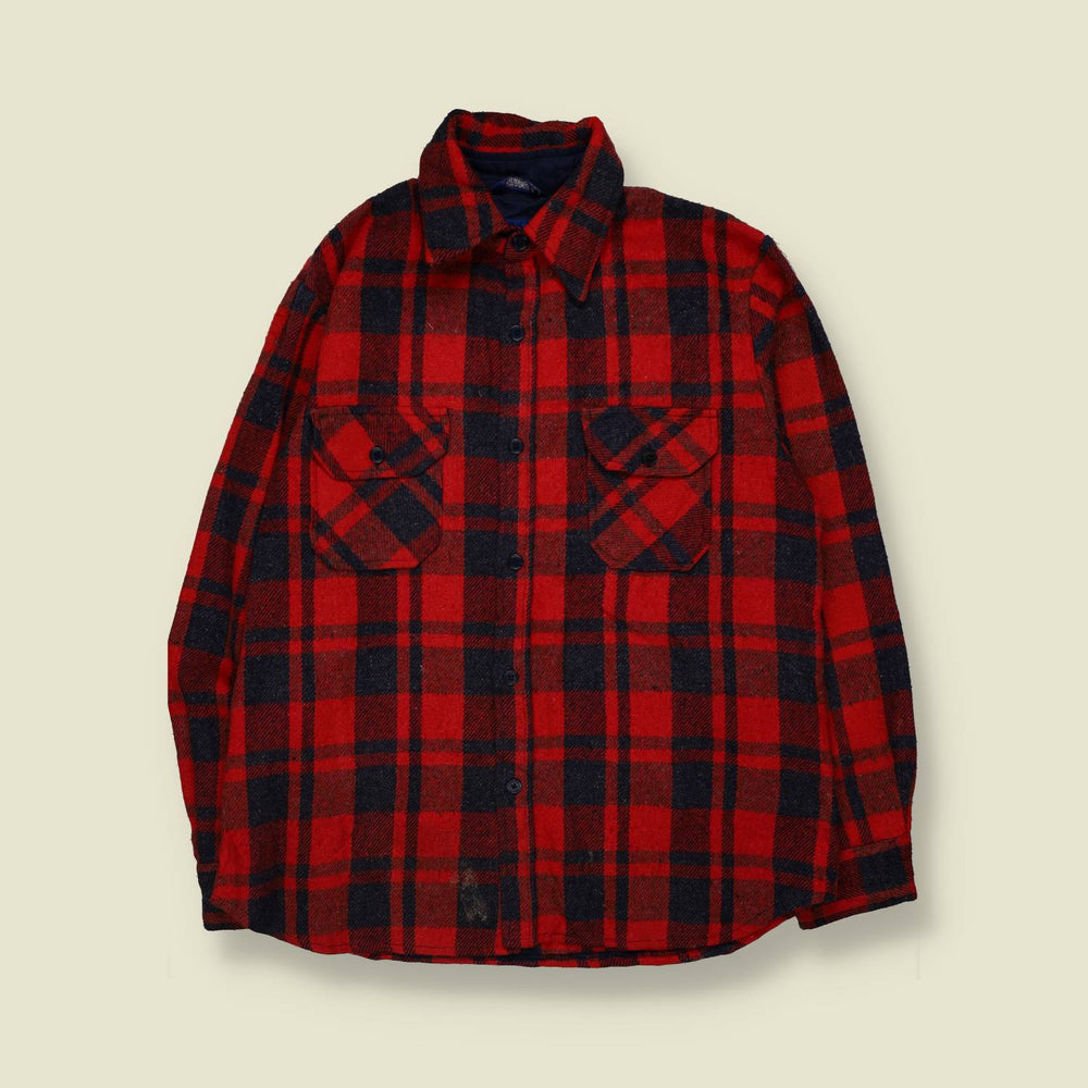 1970s | Northern Summit | Flannel Shirt | Red/Navy Buffalo Check - L