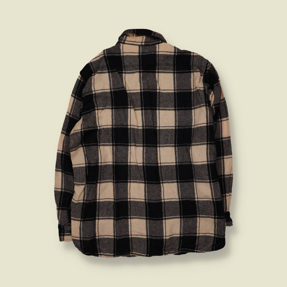 1980s | Woolrich | Wool Shirt | Cream/Black Plaid - XL