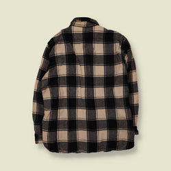 1980s | Woolrich | Wool Shirt | Cream/Black Plaid - XL