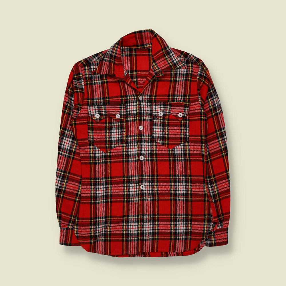 1960s/1970s | Wool Blend Shirt | Red Tartan - XS
