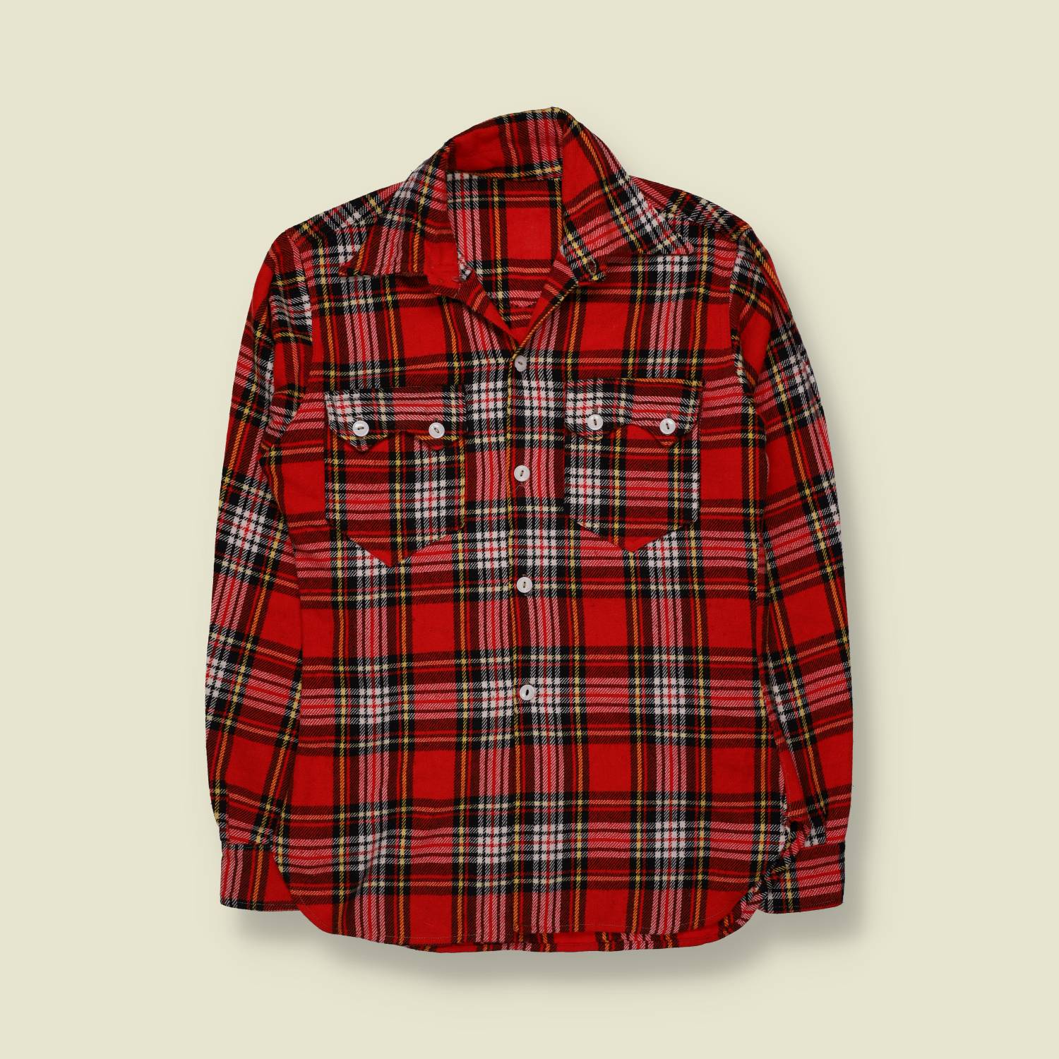 1960s/1970s | Wool Blend Shirt | Red Tartan - XS