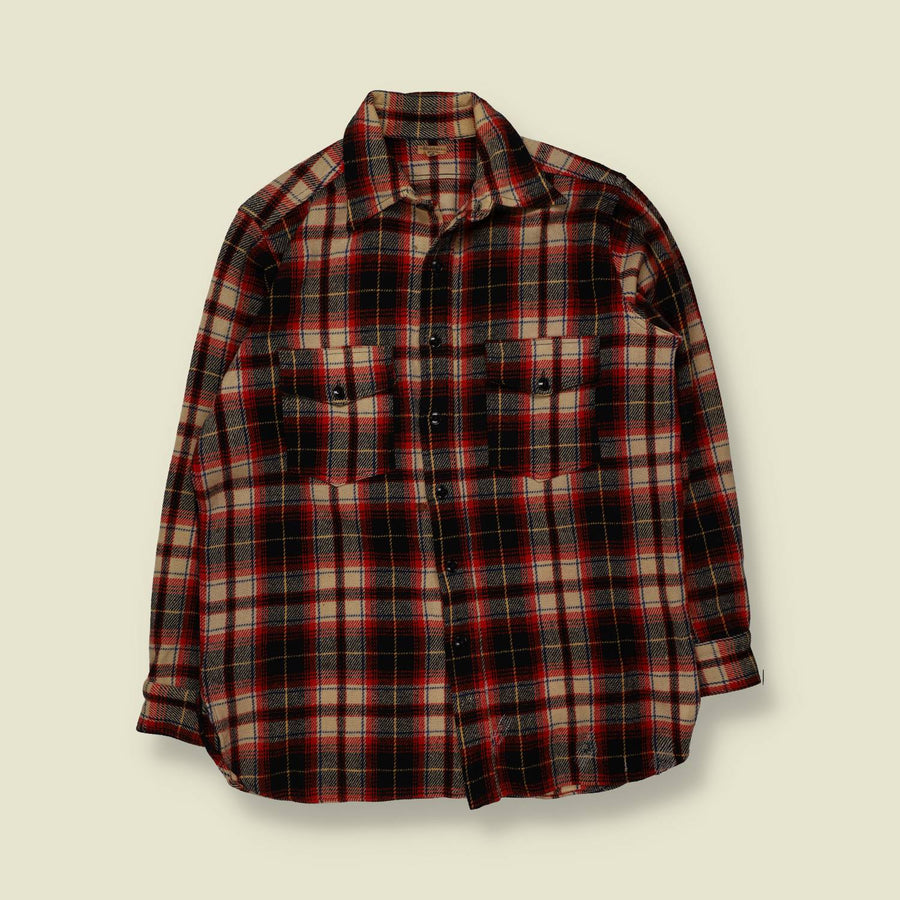 1940s/1950s | Kleinhans | Wool Shirt | Red/Tan Plaid - L