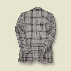 1970s PKZ Plaid Sport Coat – Grey with Navy & Black Check - S