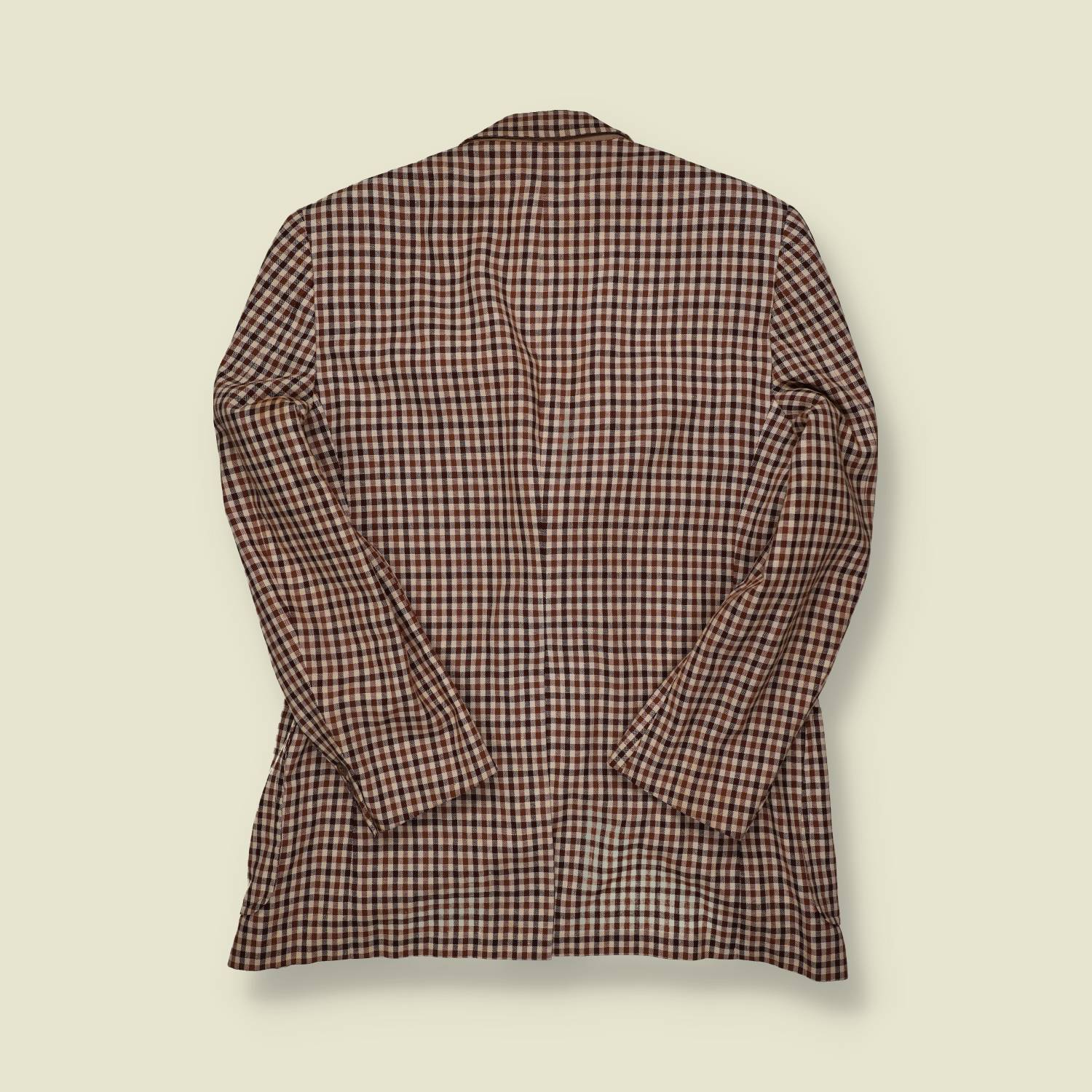 1970s Brown Check Sport Coat – Bold Plaid with Satin Lining - M