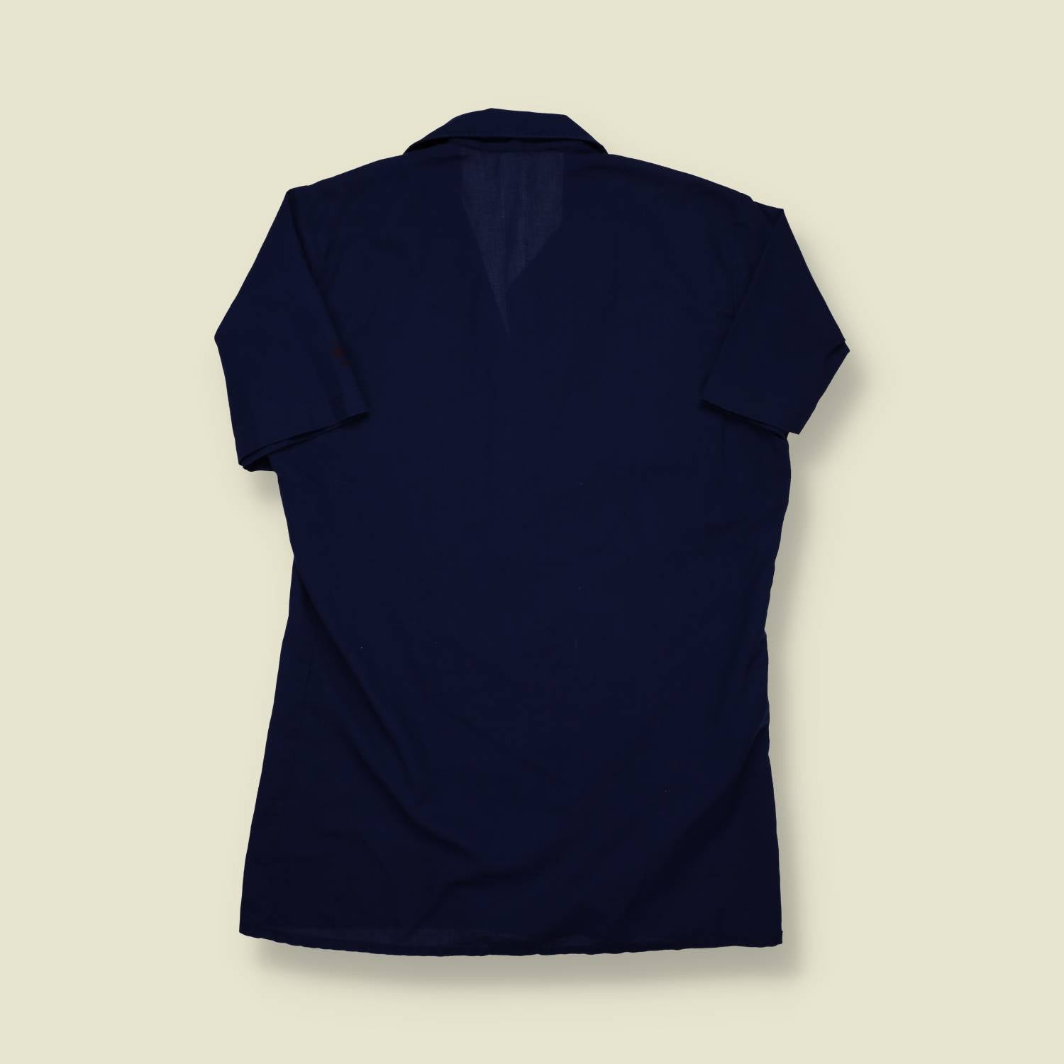 1980s Sailor Style Shirt – Navy Blue Short Sleeve - S