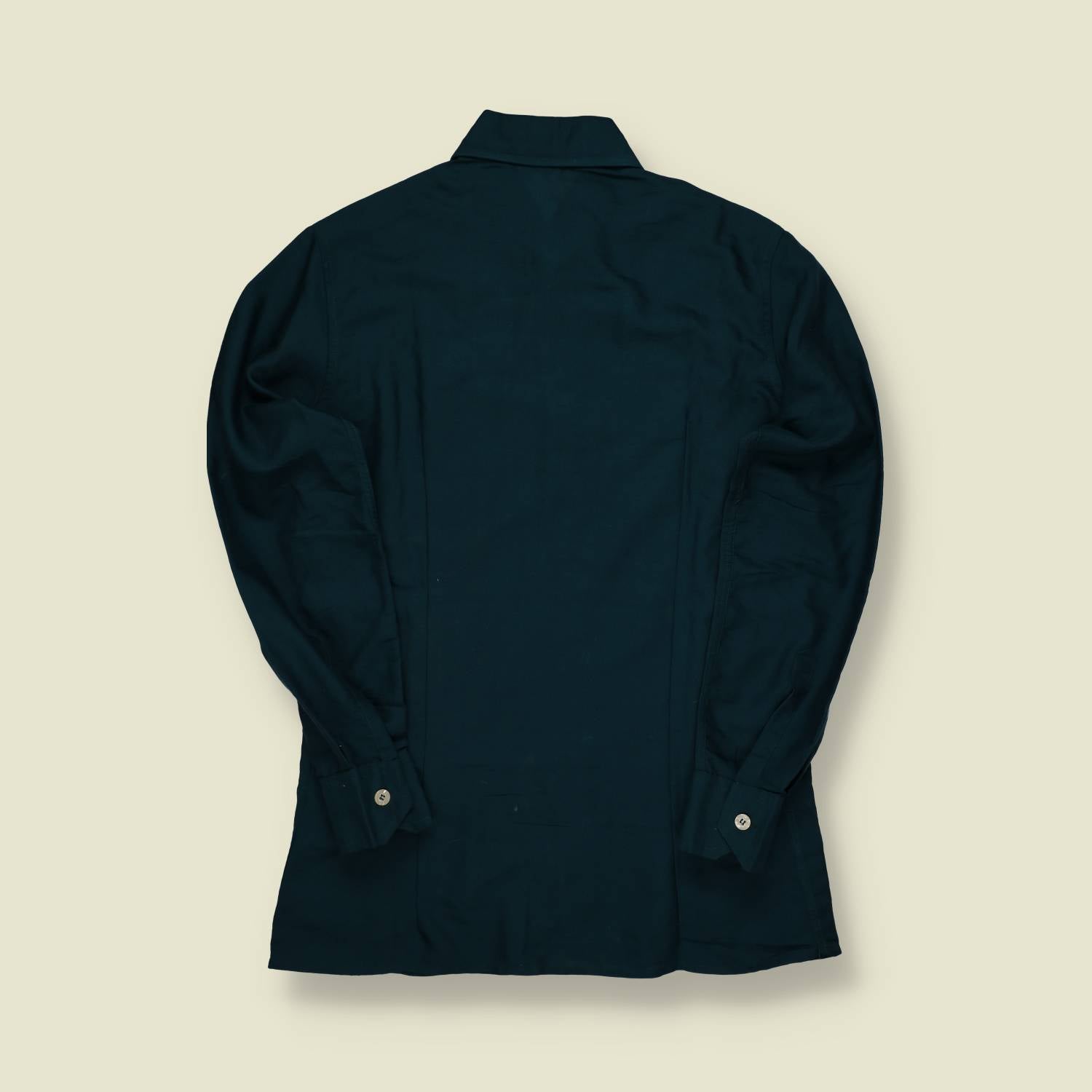 1970s Navy Disco Shirt – Long Sleeve with Oversized Collar - S