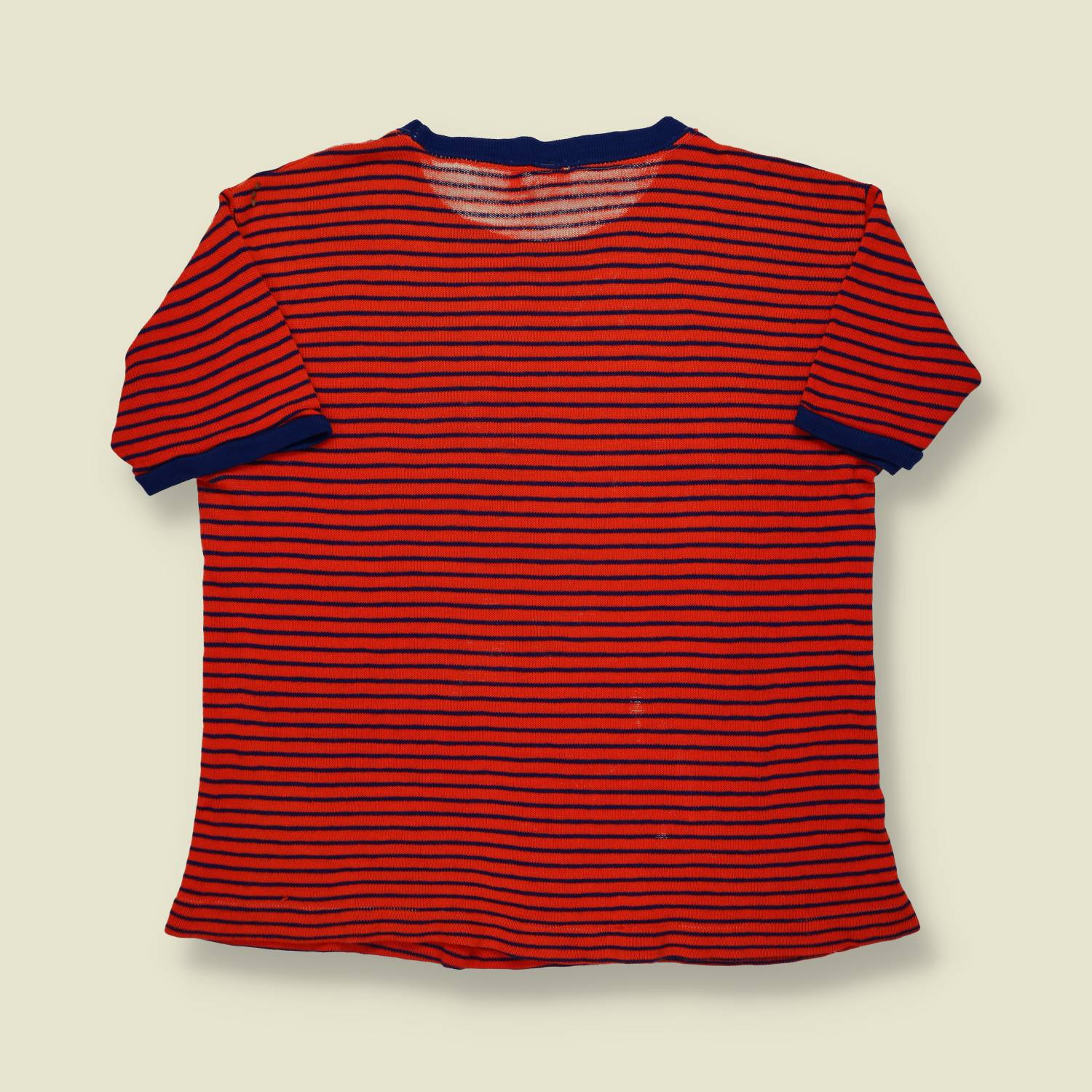 1960s Creslan Striped T-Shirt – Red & Navy Beatles Era - S/M