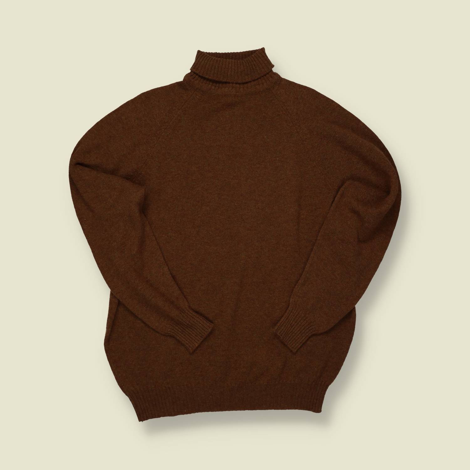 1970s Brown Wool Roll Neck Sweater – Plain Knit - M