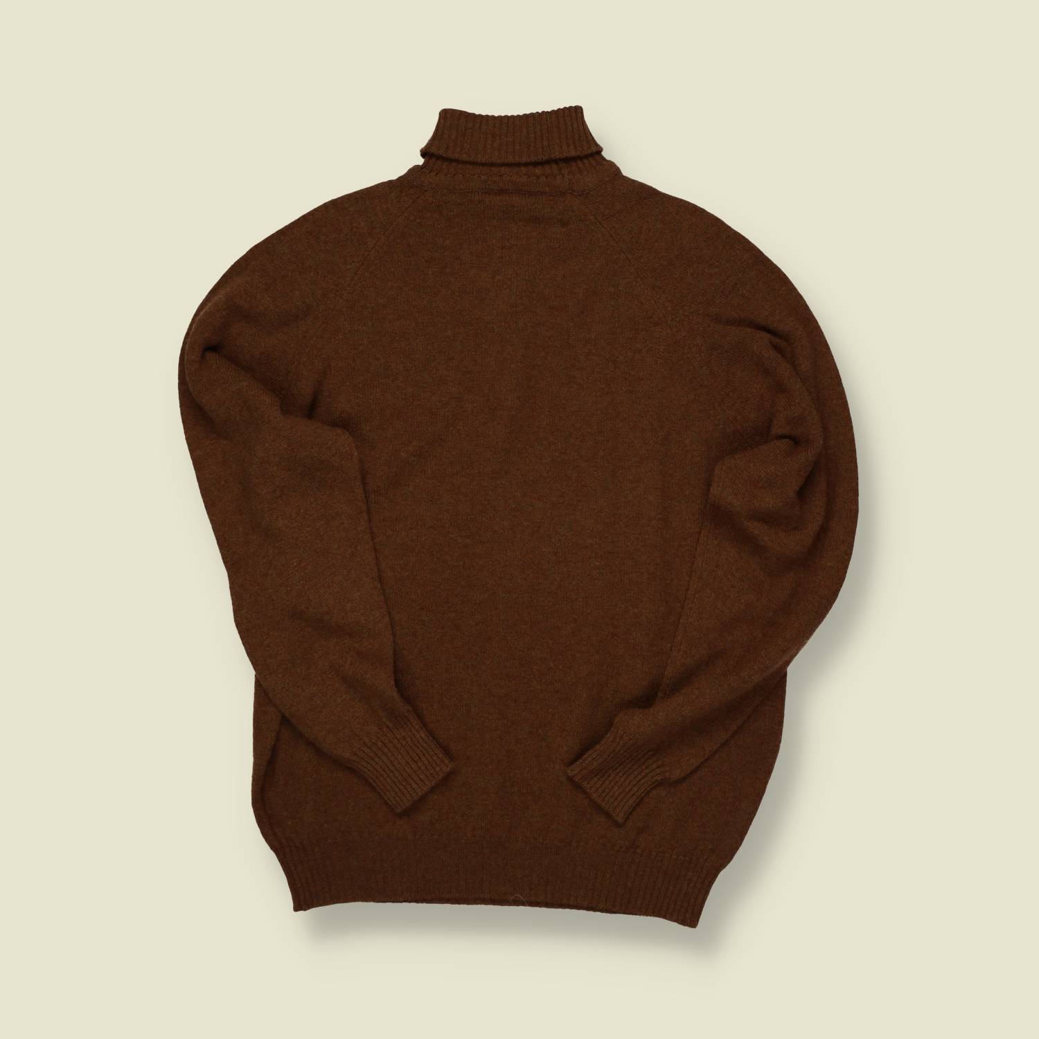 1970s Brown Wool Roll Neck Sweater – Plain Knit - M