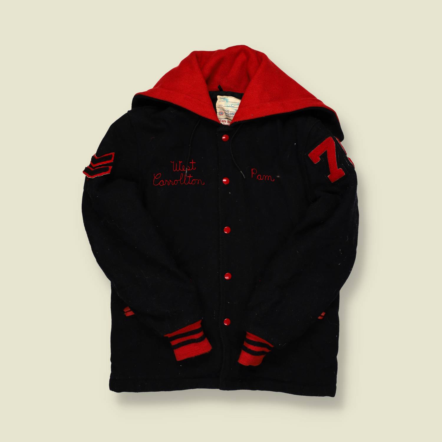 1970s DeLong Varsity Jacket – West Carrollton Cheer, Hooded - XS/S