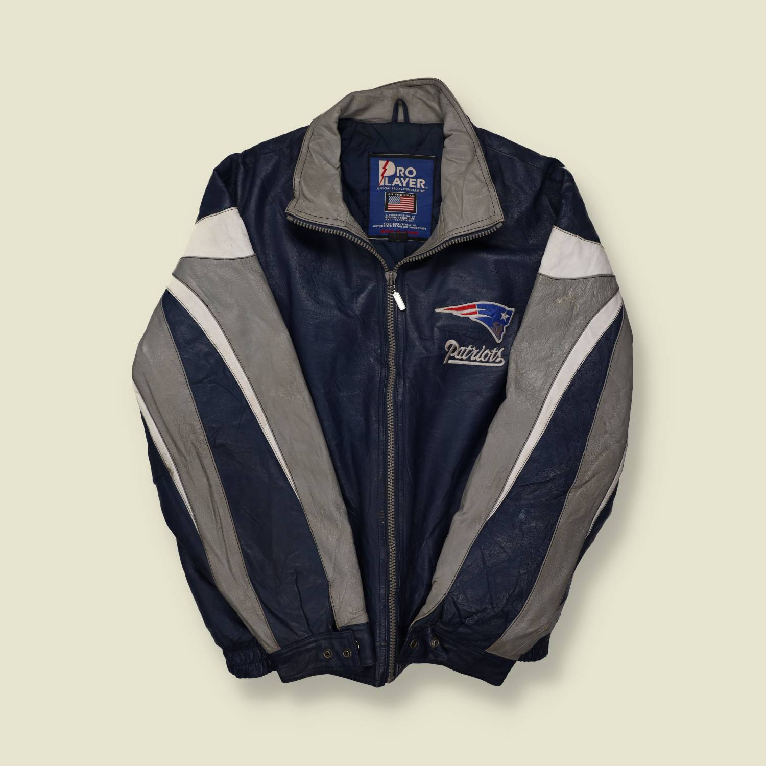 1990s Pro Player NFL New England Patriots Leather Jacket - XXL