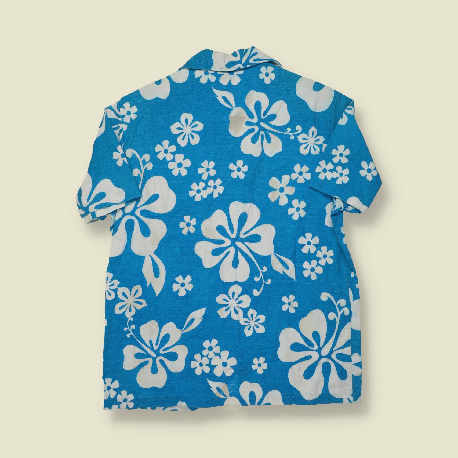 1970s Pacific Isle Hawaiian Shirt – Blue & White Floral - S/M