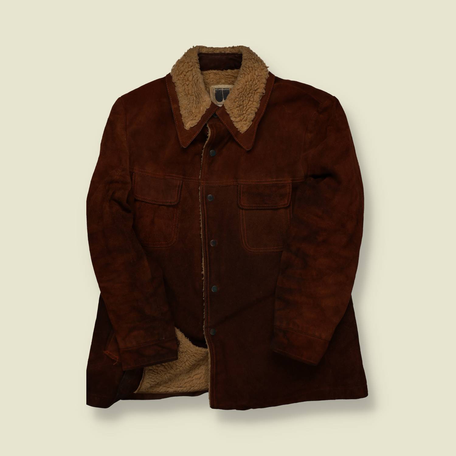 1970s William Barry Shearling Leather Shirt Jacket - M