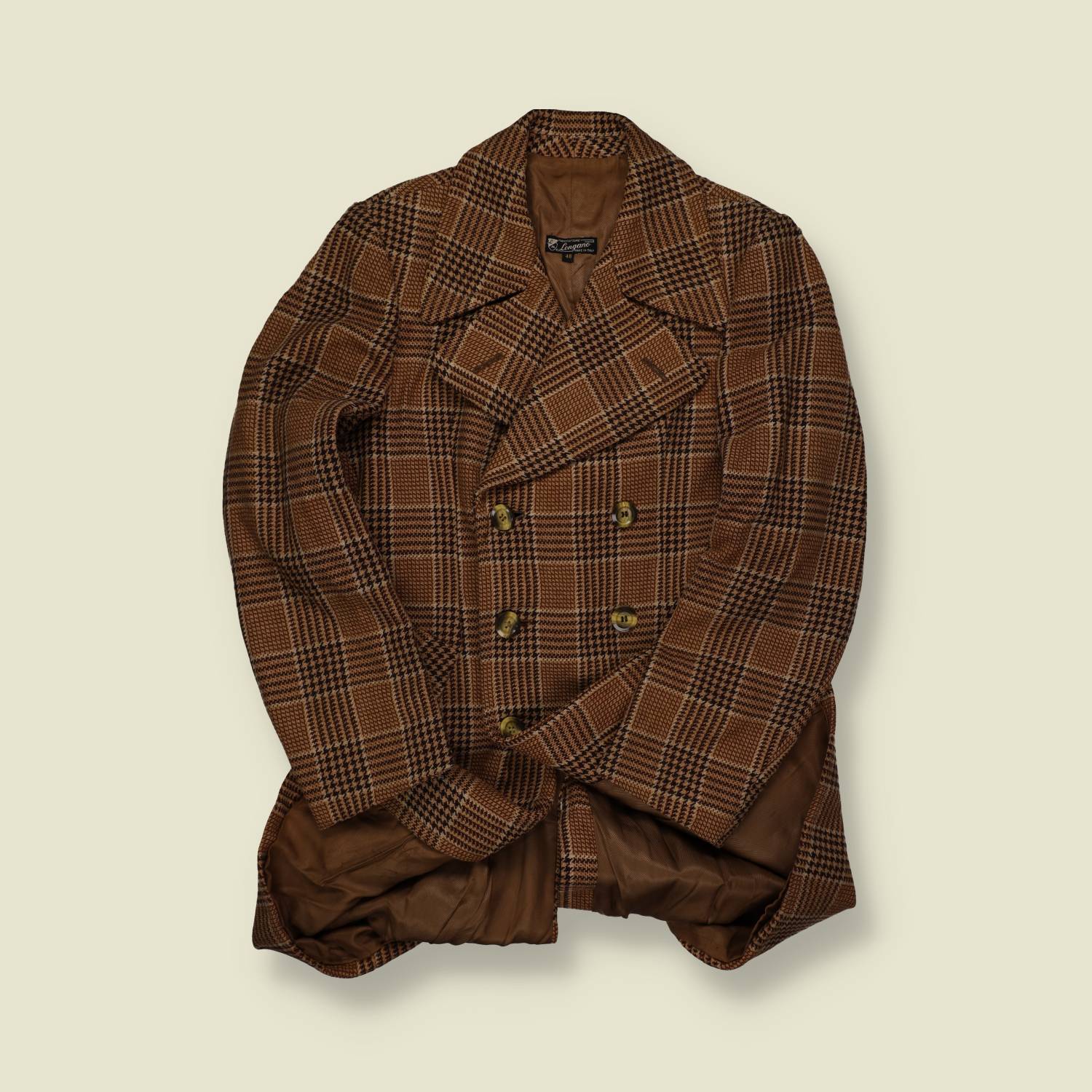 1970s Longano Italian Wool Check Overcoat - XS/S