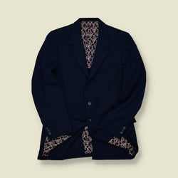 1960s/70s Marshall Field & Company Sport Coat – Navy Wool with Patterned Lining - M