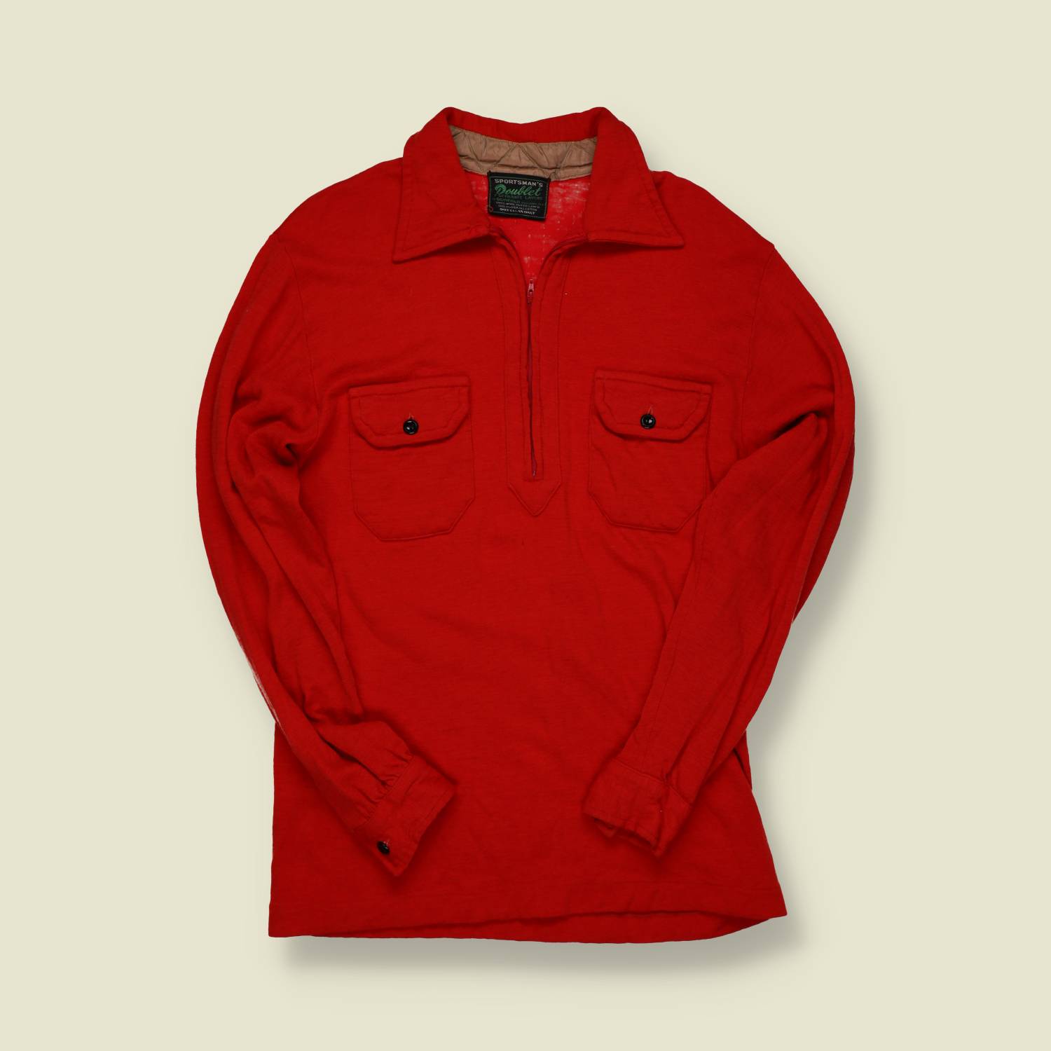 1940s Sportsman’s Doublet Red Wool Thermal - S