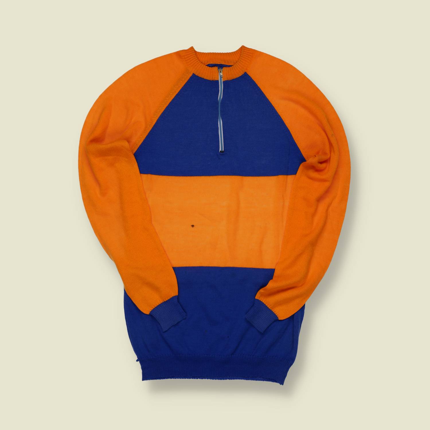 1960s Orange & Blue Wool Sports Sweater - XXS/XS