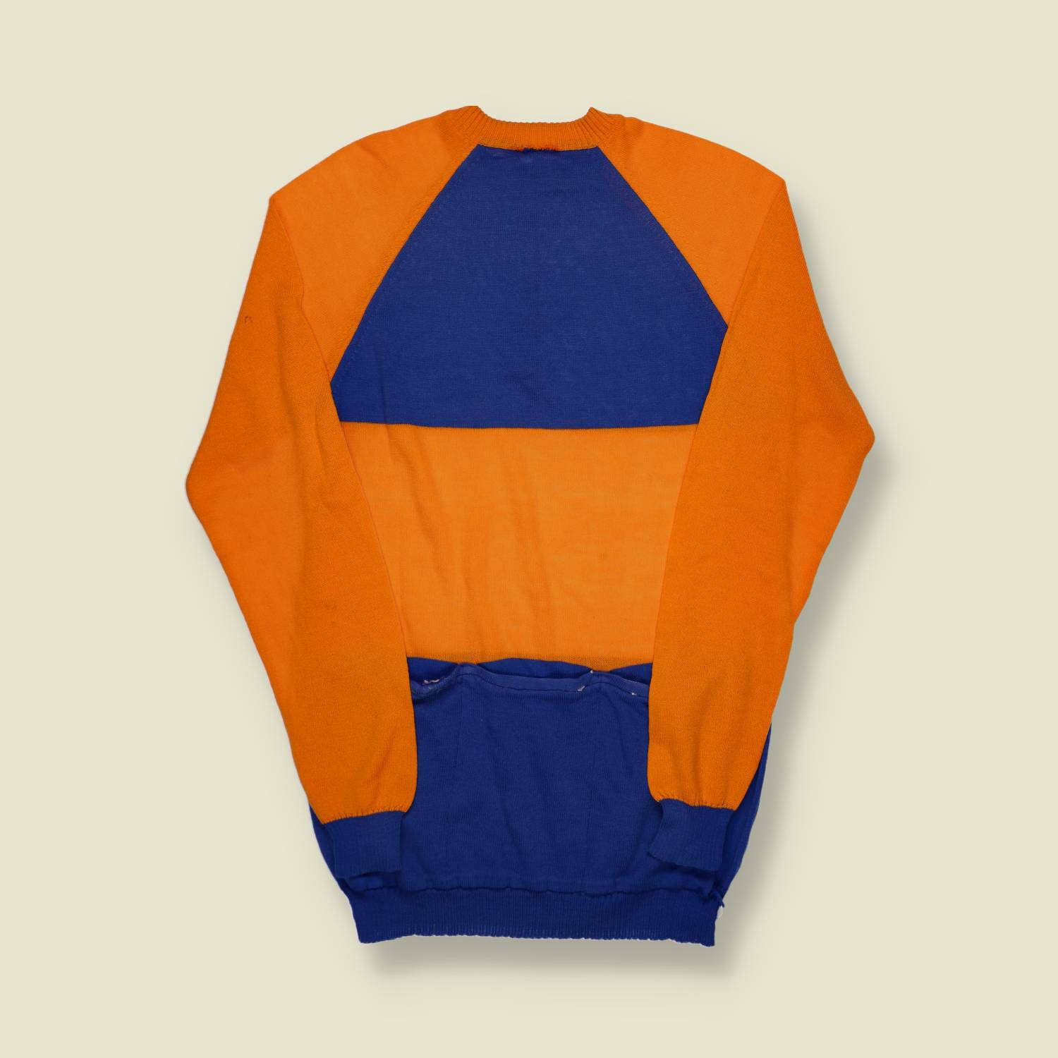 1960s Orange & Blue Wool Sports Sweater - XXS/XS