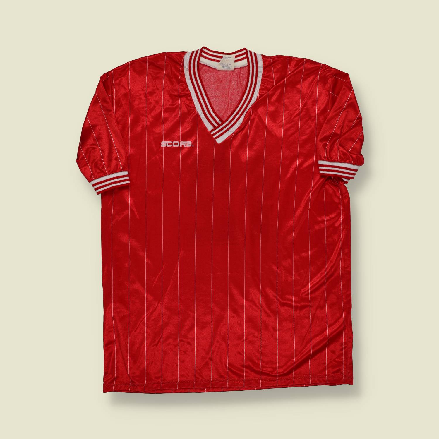 1970s/80s | Score | Red Pinstripe Football Jersey – #12 - S/M