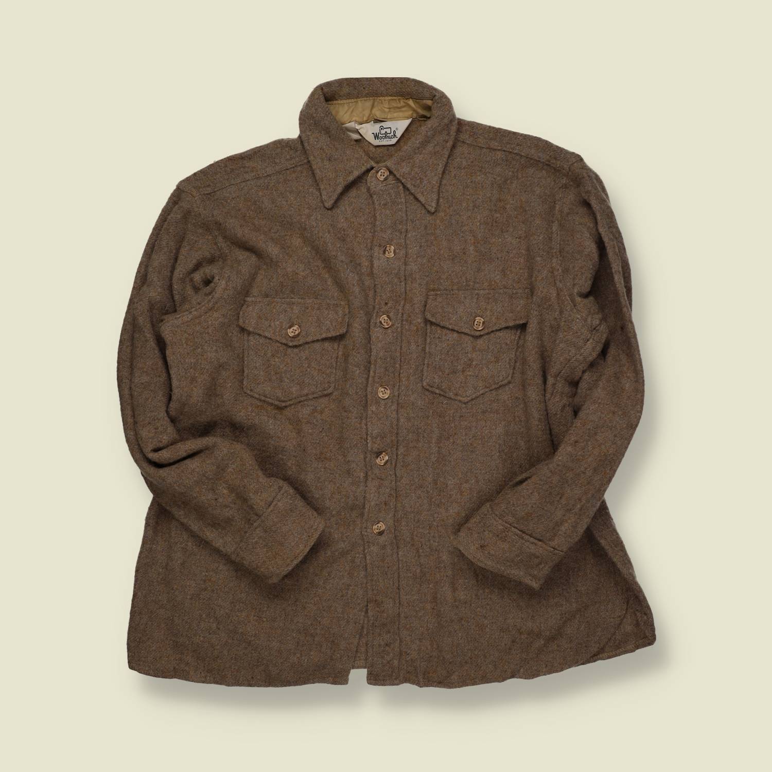 Late 1960s/1970s | Woolrich | Brown Wool Overshirt - M