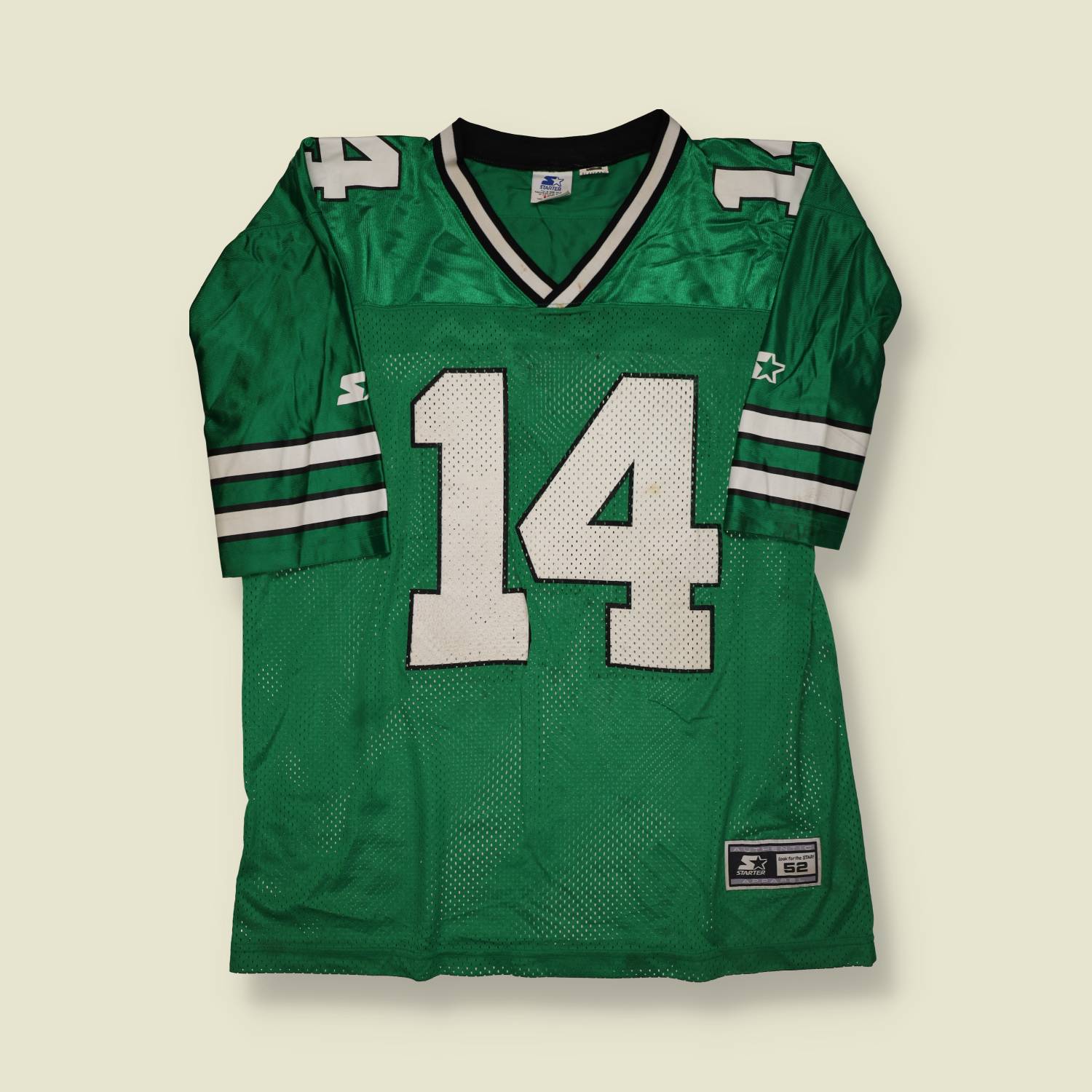 1995 | Starter | #14 Mesh Football Jersey – Green & White - XL