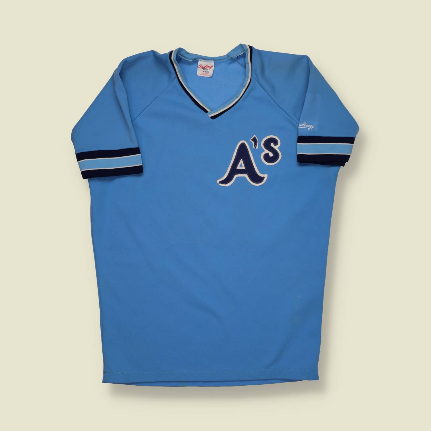 1970s | Rawlings | A’s Baseball Jersey – Powder Blue - S/M