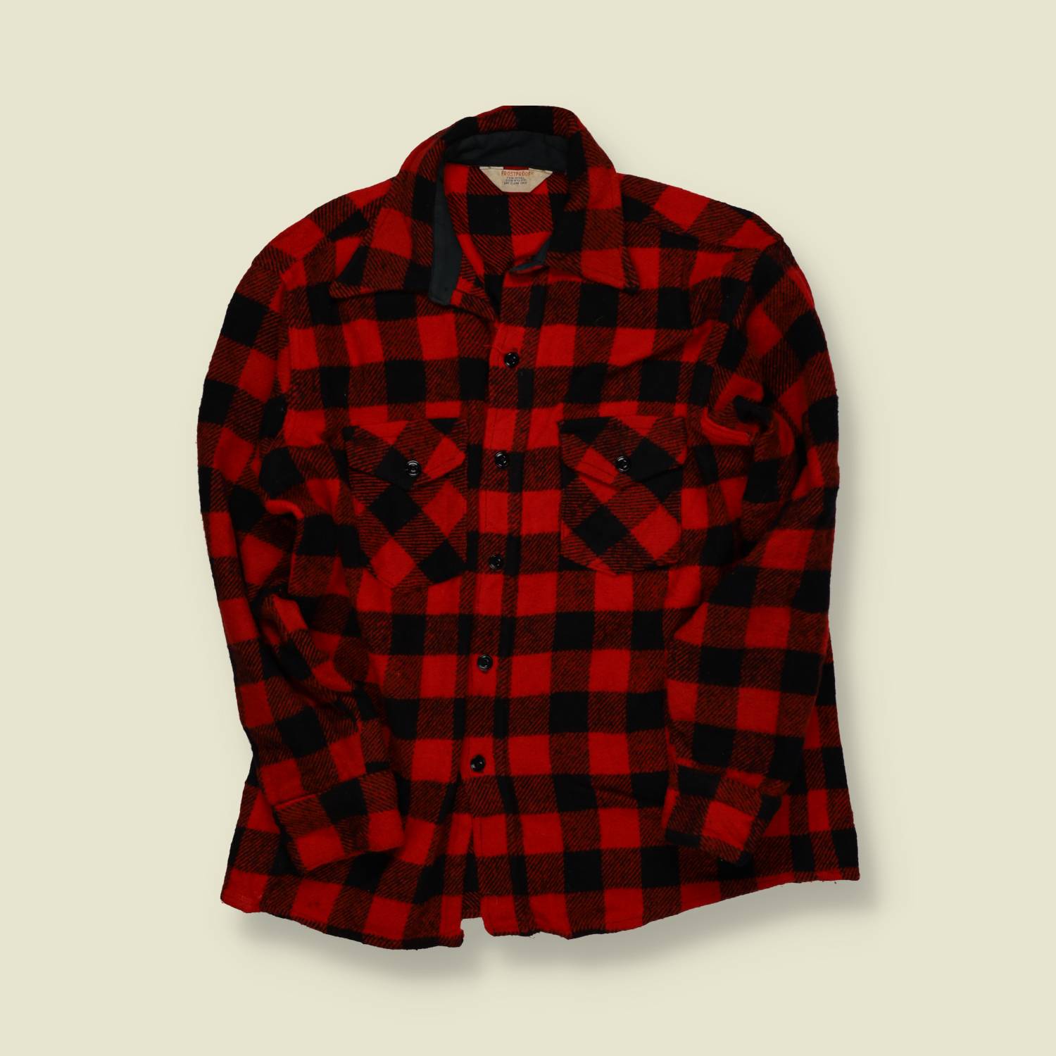 1970s | Frostproof | Buffalo Plaid Wool Shirt-Jacket – Red & Black - M