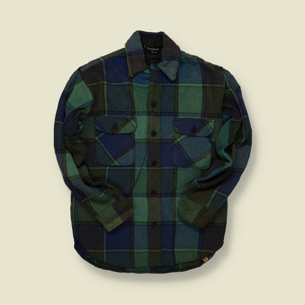 1960s/1970s | Towncraft (Penney’s) | Wool Shirt-Jacket – Green & Navy Tartan - S