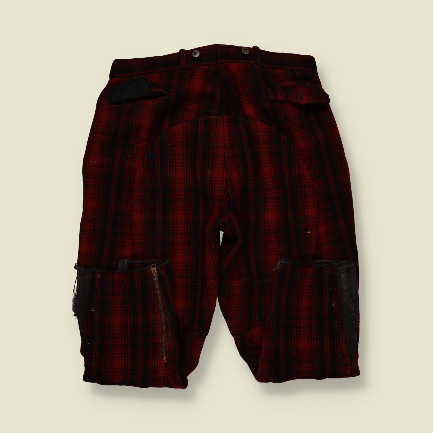 1950s–1960s | Woolrich | Wool Hunting Trousers  – Red & Black Plaid - W32-34