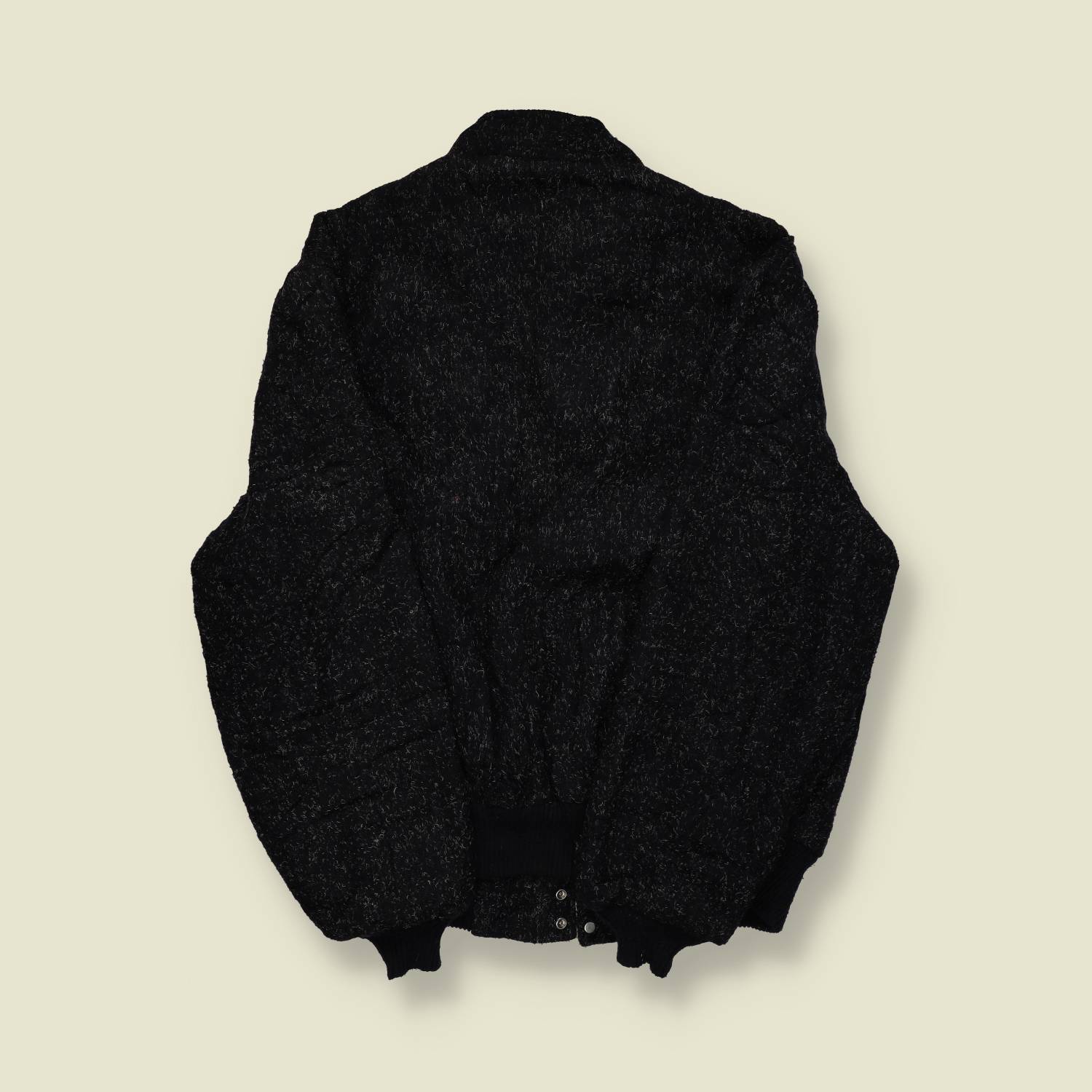 1980s | Rhenish Harbor | Sherpa-Lined Wool Bomber – Black Mix - L/XL