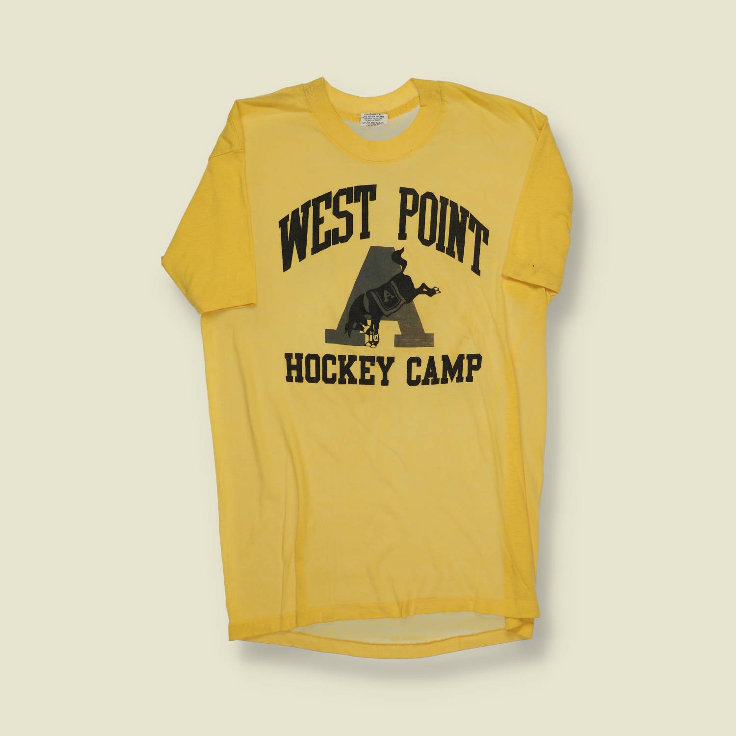 1970s | Ebet | West Point Hockey Camp Tee – Yellow – XXS/XS