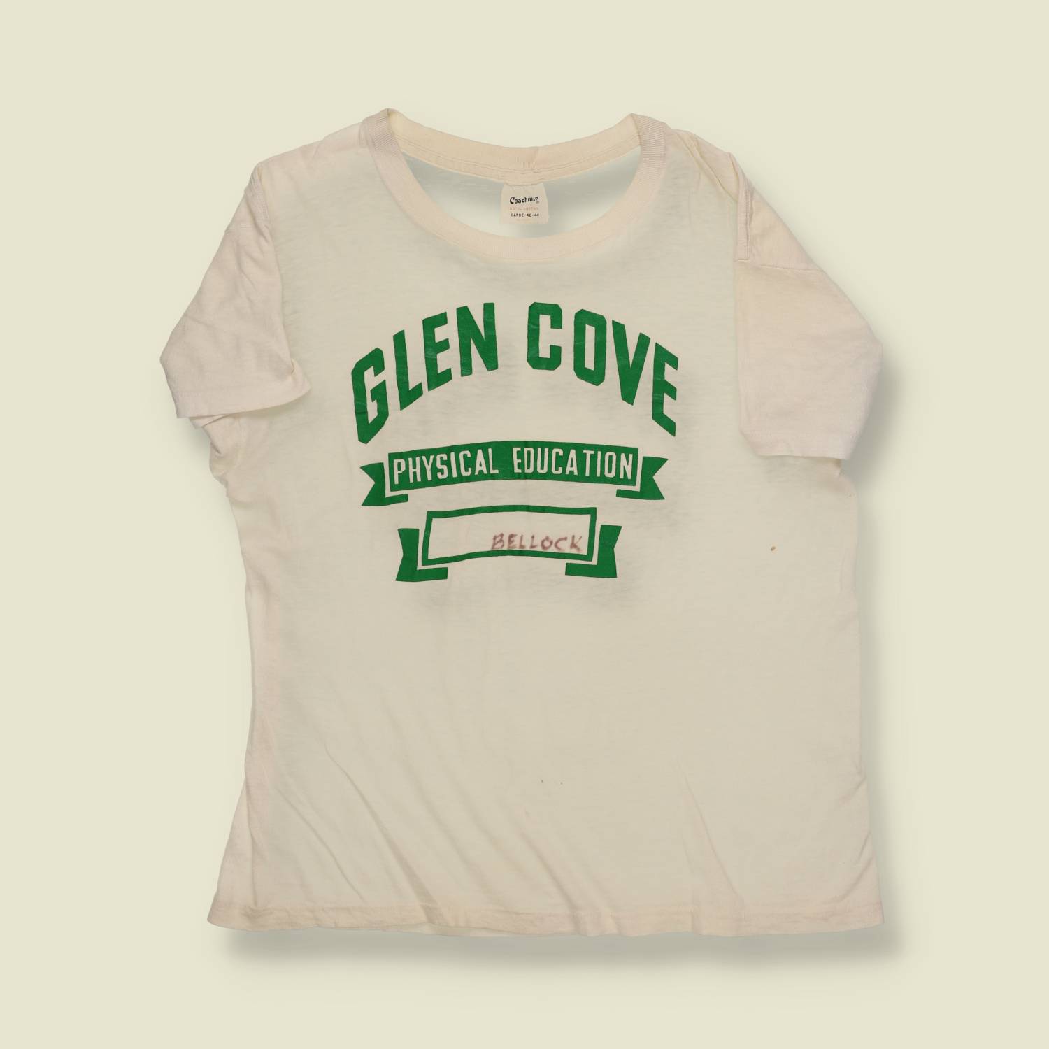 1960s | Coachee | Glen Cove Physical Education Tee – White & Green - XS/S
