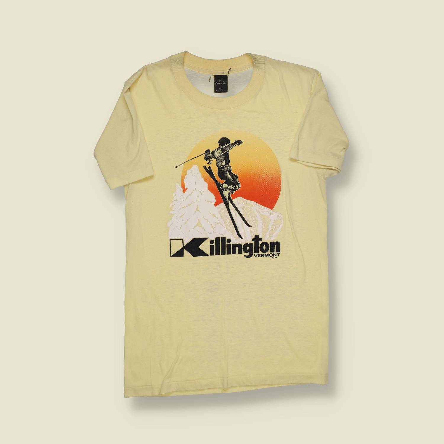 1970s | Anvil | Killington Vermont Ski Tee – Yellow - XS