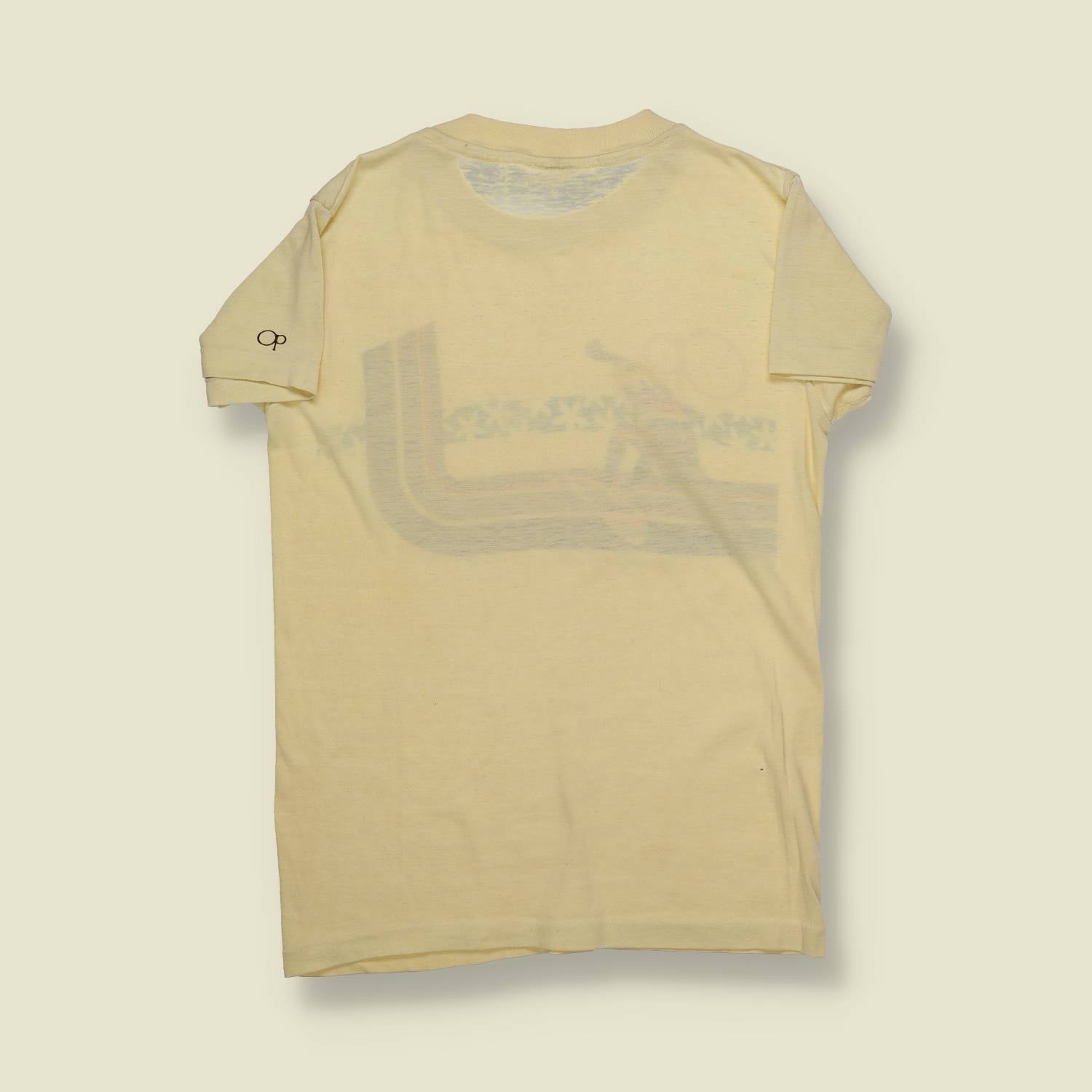 1970s | Unbranded | Surf Stripe Graphic Tee – Yellow - XXS