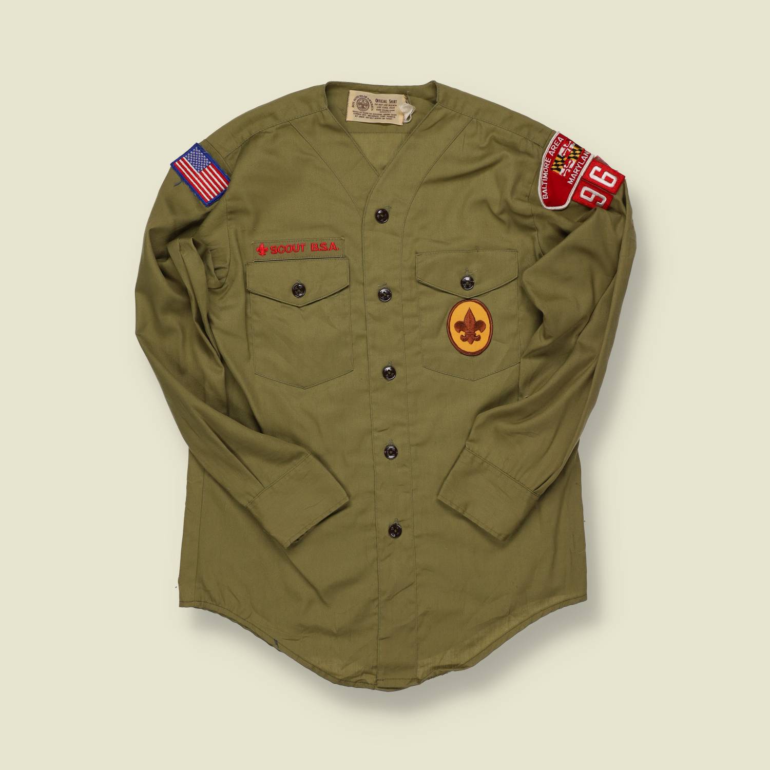 1960s–70s | Boy Scouts of America | Olive Uniform Shirt – Baltimore Area 96 - XXS/XS